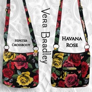 Vera Bradley Hipster Crossbody Bag Havana Rose Butterfly Floral Red Yellow Black